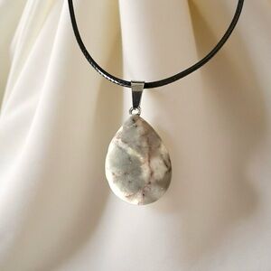 ⭐️ 5 for $25 Natural Stone Water Droplet Pendant Necklace on a Black Cord